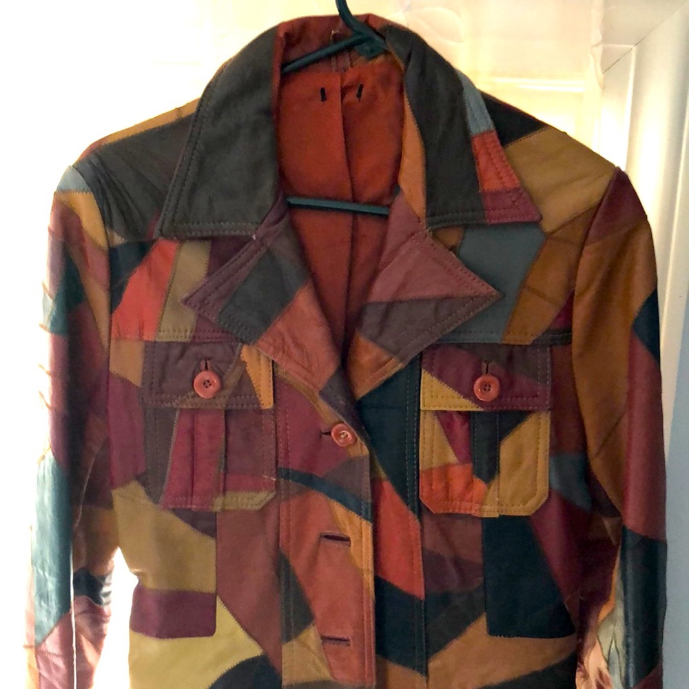 RETRO MULTICOLORED LEATHER JACKET.
